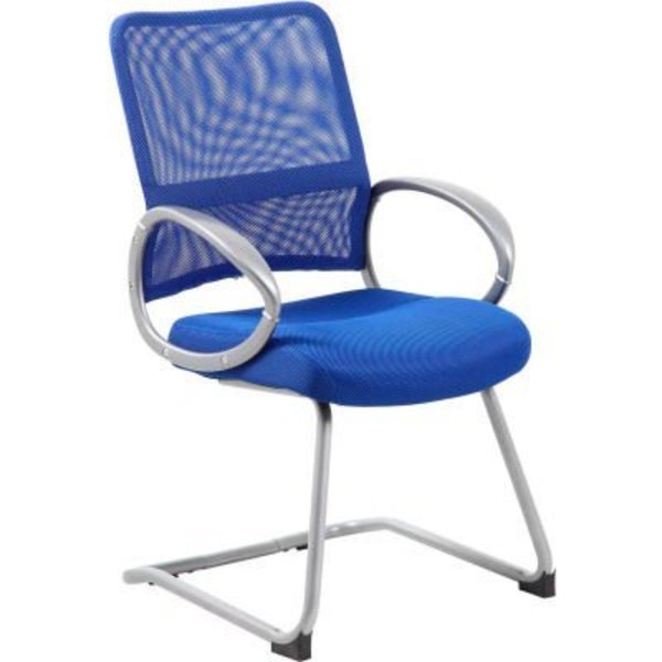 Boss Office Products Boss Mesh Back Guest Chair with Arms - Fabric - Mid Back - Blue B6419-BE